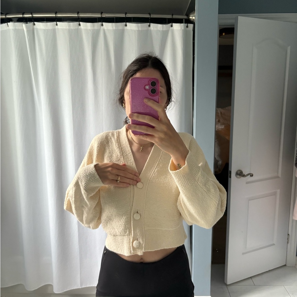 SOLD Club Monaco Cream Knit Cardigan Sweater